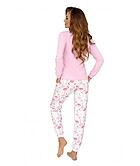 Pyjamas med top och byxa i mjukt bomull med långa ärmar och fickor, flamingo-tryck